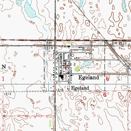 Topographic Map of City of Egeland, ND