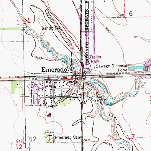 Topographic Map of City of Emerado, ND