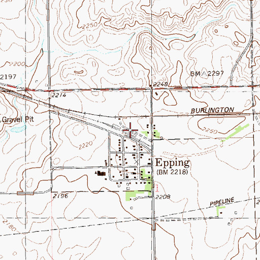 Topographic Map of City of Epping, ND