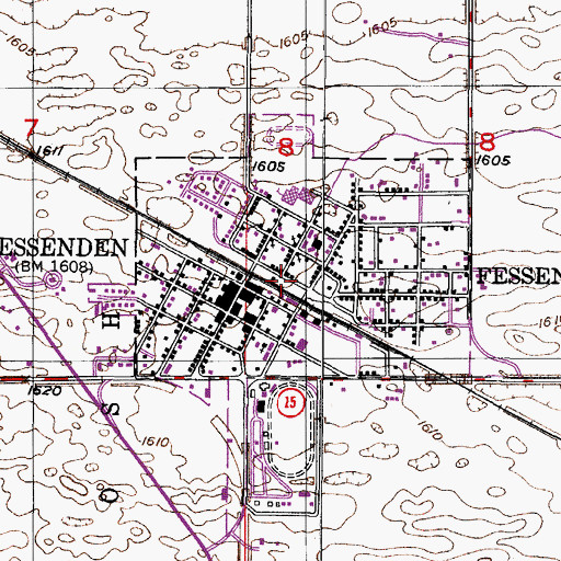 Topographic Map of City of Fessenden, ND
