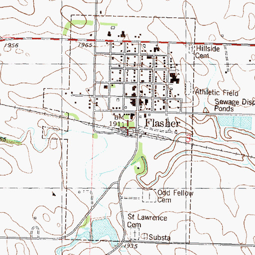 Topographic Map of City of Flasher, ND