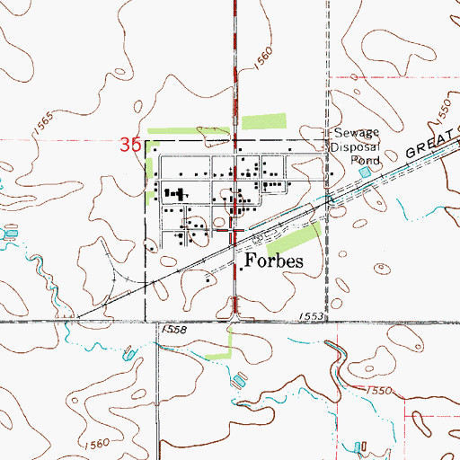 Topographic Map of City of Forbes, ND