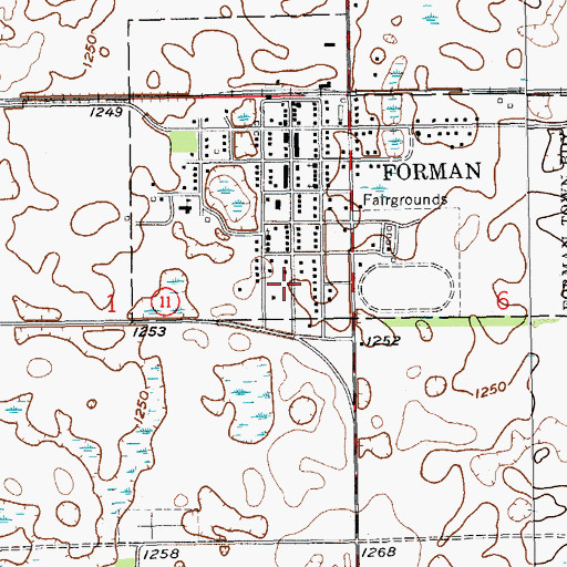 Topographic Map of City of Forman, ND