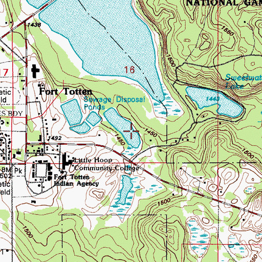 Topographic Map of Unorganized Territory of Fort Totten, ND