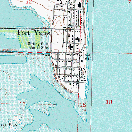 Topographic Map of City of Fort Yates, ND