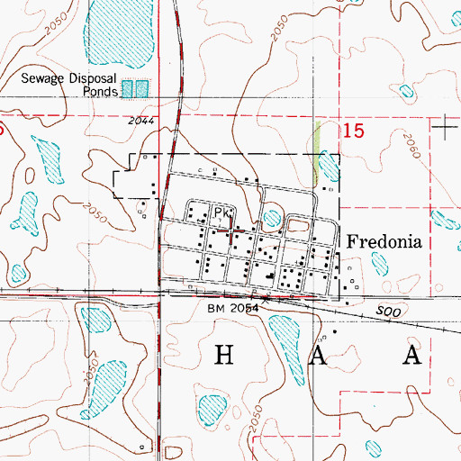 Topographic Map of City of Fredonia, ND