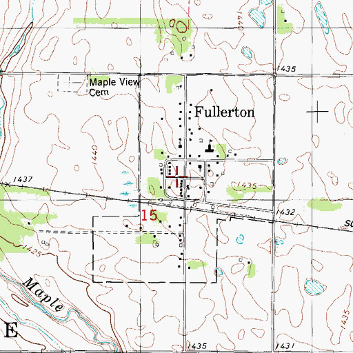 Topographic Map of City of Fullerton, ND