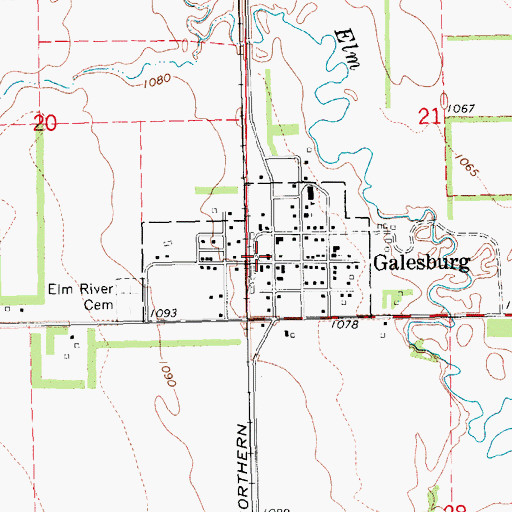 Topographic Map of City of Galesburg, ND