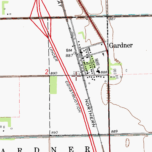 Topographic Map of City of Gardner, ND