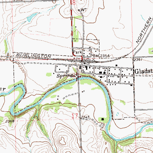 Topographic Map of City of Gladstone, ND
