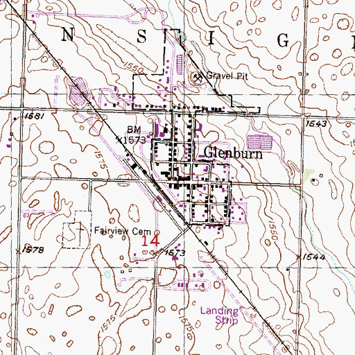 Topographic Map of City of Glenburn, ND