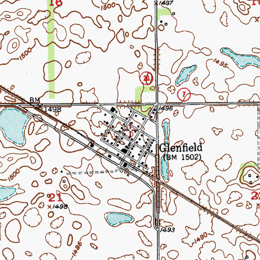 Topographic Map of City of Glenfield, ND
