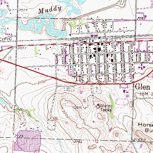Topographic Map of City of Glen Ullin, ND