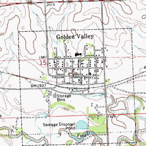 Topographic Map of City of Golden Valley, ND