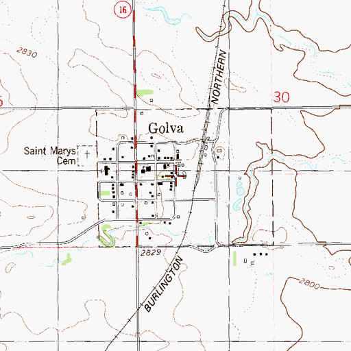 Topographic Map of City of Golva, ND