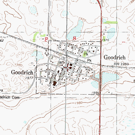 Topographic Map of City of Goodrich, ND