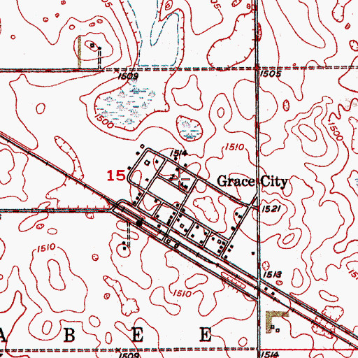 Topographic Map of City of Grace City, ND