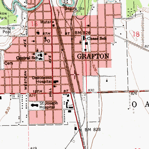 Topographic Map of City of Grafton, ND