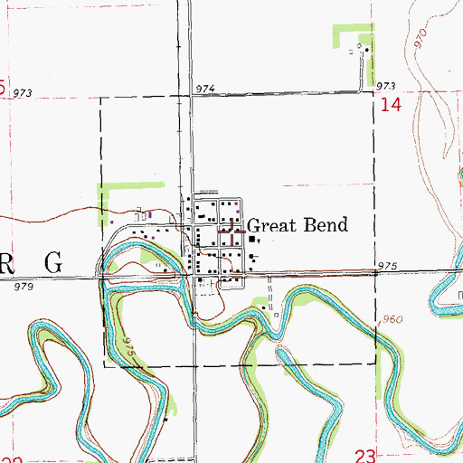 Topographic Map of City of Great Bend, ND