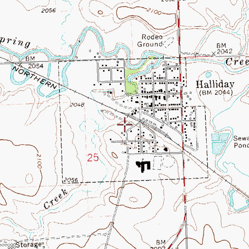 Topographic Map of City of Halliday, ND