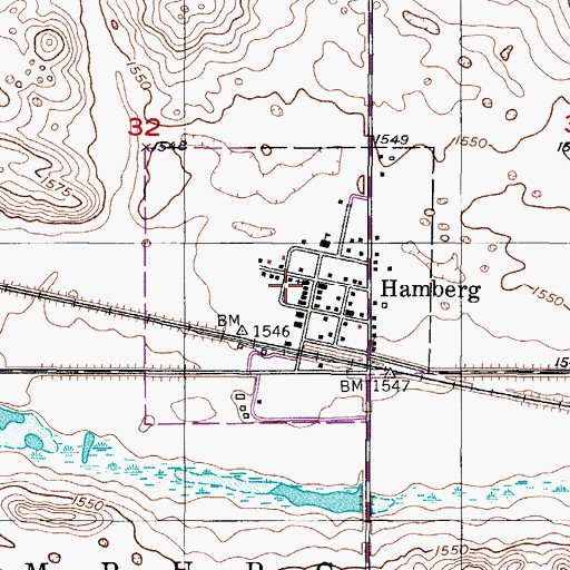 Topographic Map of City of Hamberg, ND