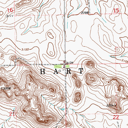 Topographic Map of Unorganized Territory of Hart, ND