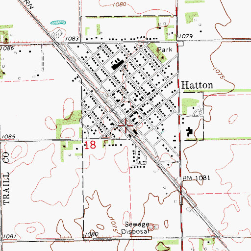Topographic Map of City of Hatton, ND