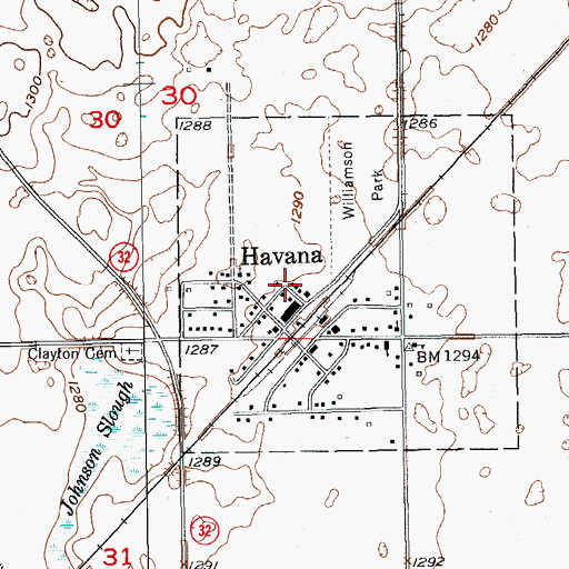Topographic Map of City of Havana, ND