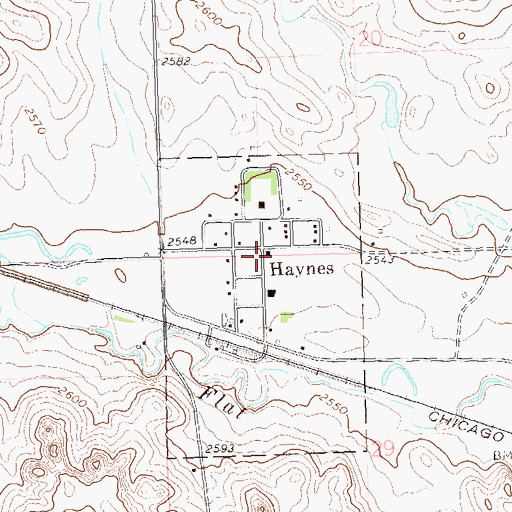 Topographic Map of City of Haynes, ND