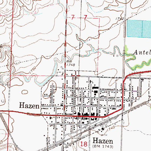 Topographic Map of City of Hazen, ND