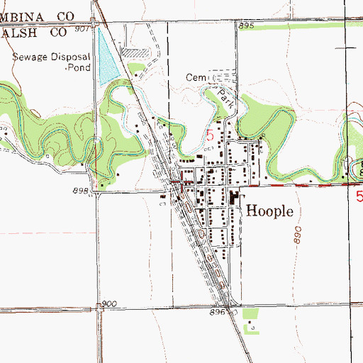 Topographic Map of City of Hoople, ND