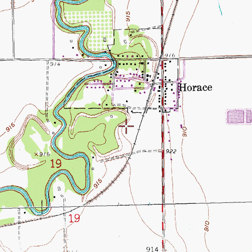 Topographic Map of City of Horace, ND