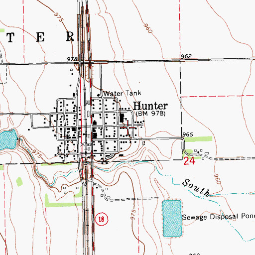 Topographic Map of City of Hunter, ND