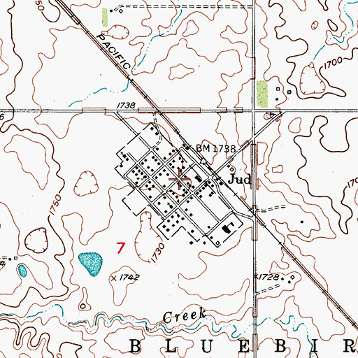 Topographic Map of City of Jud, ND