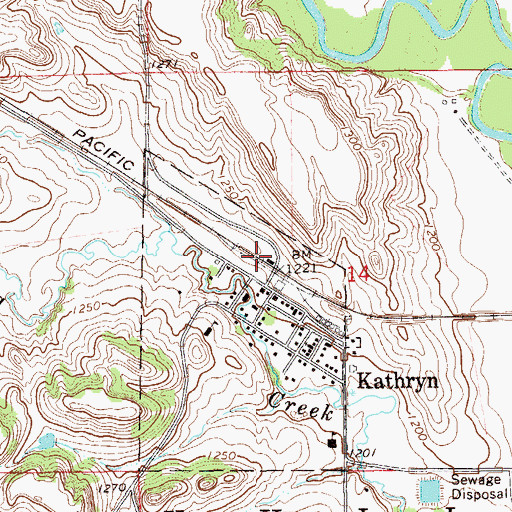 Topographic Map of City of Kathryn, ND
