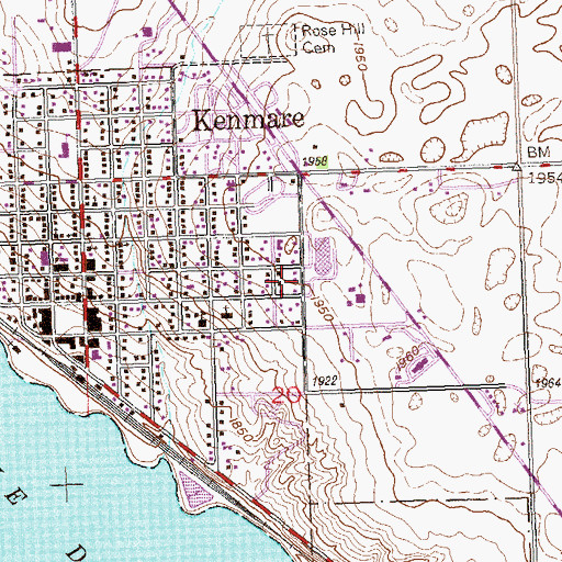 Topographic Map of City of Kenmare, ND