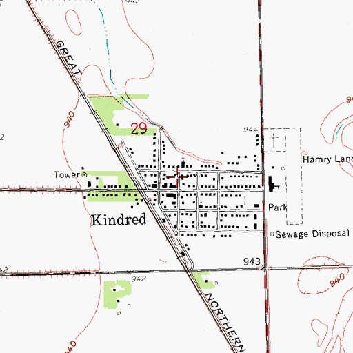 Topographic Map of City of Kindred, ND