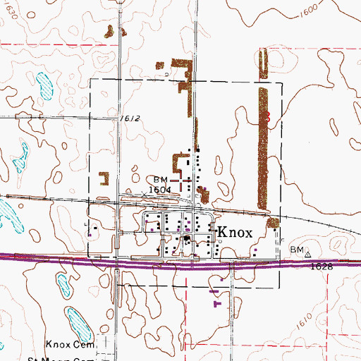 Topographic Map of City of Knox, ND