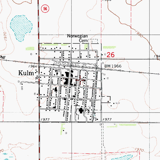 Topographic Map of City of Kulm, ND