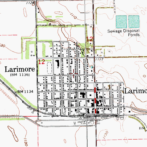 Topographic Map of City of Larimore, ND