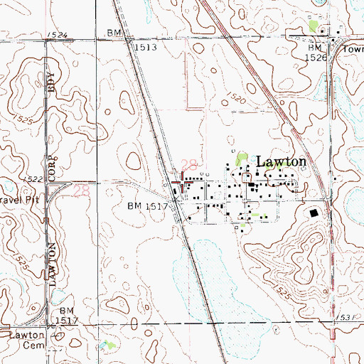 Topographic Map of City of Lawton, ND