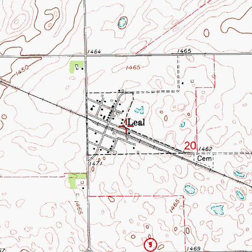 Topographic Map of City of Leal, ND