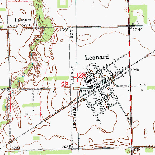 Topographic Map of City of Leonard, ND