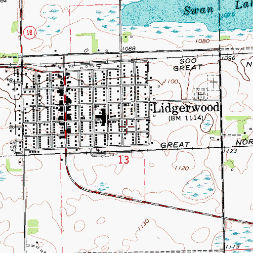 Topographic Map of City of Lidgerwood, ND