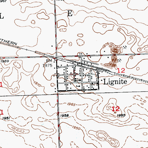 Topographic Map of City of Lignite, ND