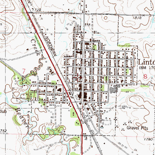 Topographic Map of City of Linton, ND