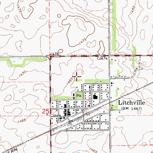 Topographic Map of City of Litchville, ND