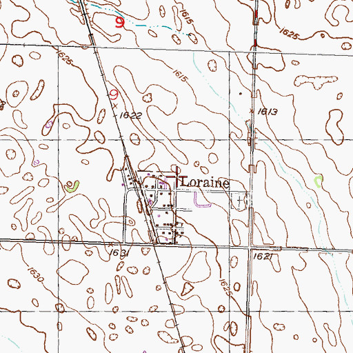 Topographic Map of City of Loraine, ND