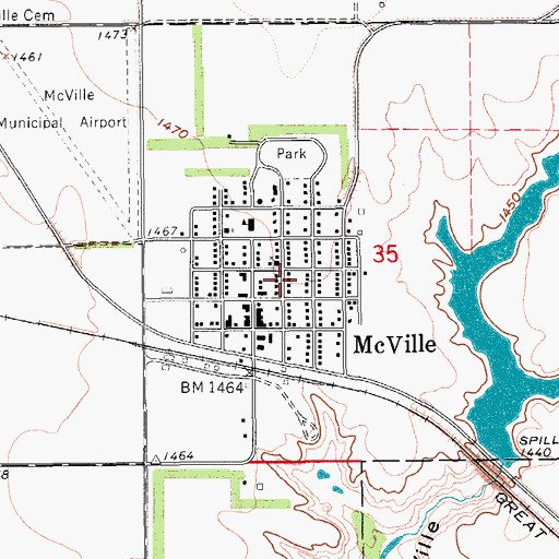 Topographic Map of City of McVille, ND
