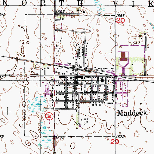 Topographic Map of City of Maddock, ND
